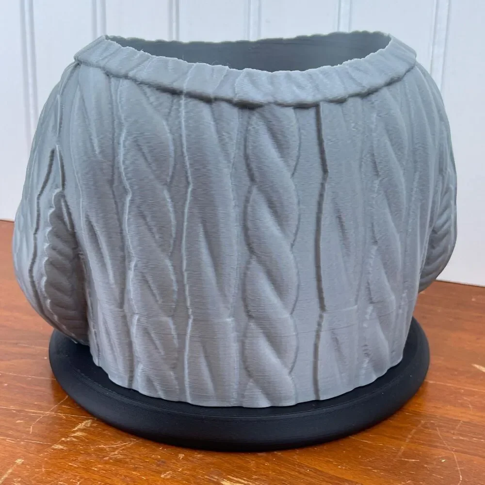 Wool Sweater Indoor Planter Pot, Cable Knit Flower Pot, Planter Pot